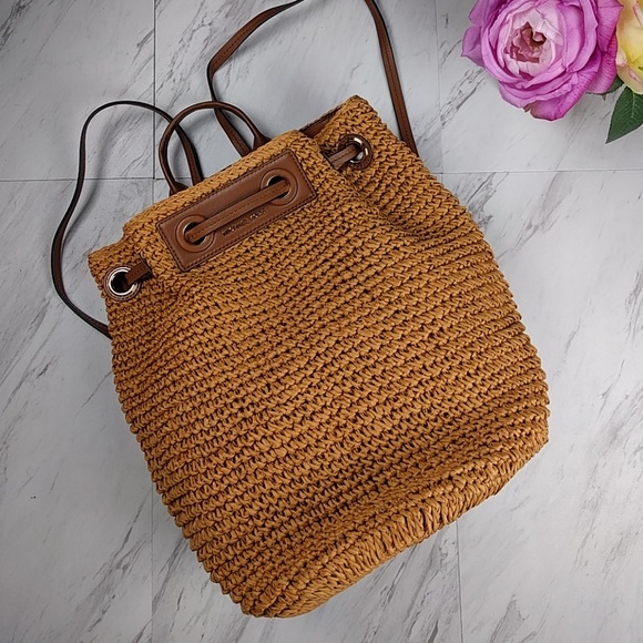 michael kors straw backpack